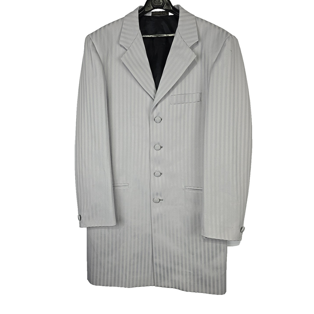 Falcone Longline Boy's Blazer 90s Suit Jacket 20R Pinstripe Gray